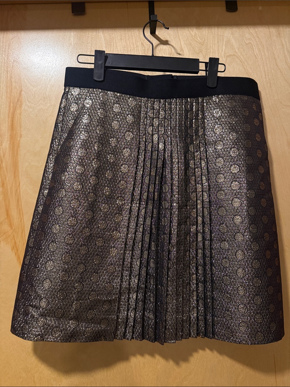J. Crew Metallic Gold Pleated Mini Skirt - Picture 8 of 9